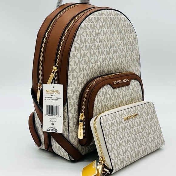 Michael Kors Medium Jaycee Zip Packet Backpack & Large Flat MF Phone Case Wallet - Picture 4 of 15